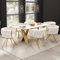 Wiuzo Samt-Esszimmerstuhl, 6er Set, einzelner Heller Luxus-Wohnzimmer-Schlafzimmer-Drehstuhl, Freizeit-Drehstuhl mit Vier Stützbeinen aus Metall,Beige und Gold