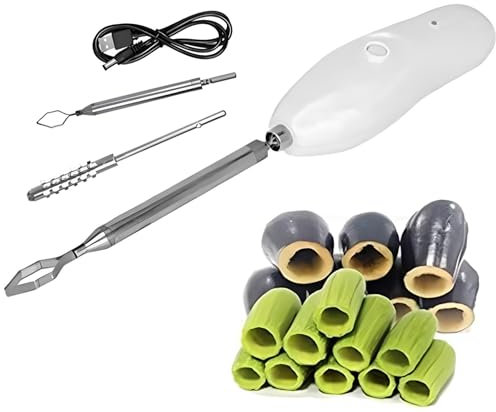 XoTiq Zucchini Corer, Portable Vegetable Machine Scraper, Apple Corer Remover, Electric Scraping Scale Machine Scraper With 2 Cutter Head for Fruit Digging