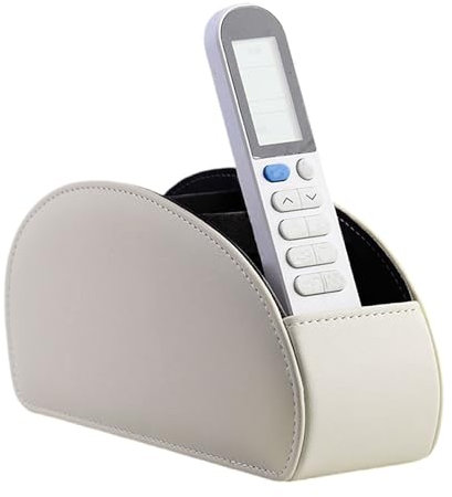 Fernbedienungshalter mit 5 Taschen, PU Leder Desktop Organizer, Multifunktion Fernbedienung Organizer, Große Halterung für Fernbedienungen, Make-Up, Make-up-Pinsel und Büromaterial (Grau)