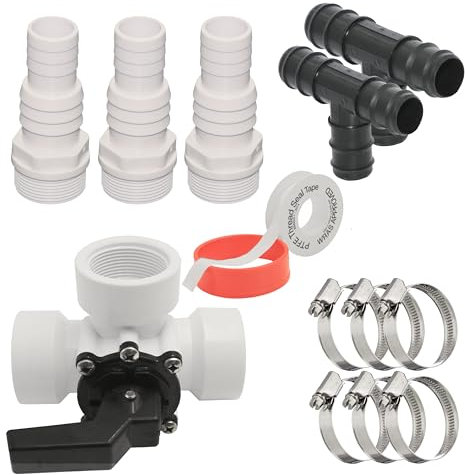 HAF® Bypass Set 13-teilig | Ventil für den Anschluss von Pool Wärmepumpe Poolheizung Solaranlage | Adapter für optimale Regulierung des Wasserdurchfluss | Anschlussset mit 32mm 38mm Schlauchanschluss