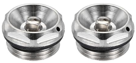 PATIKIL 1/2 BSP Male Thread Manual Radiator Air Vent Plugs, 2 Pack Nickel Plated Brass Plugs for Radiator Heater, Silver