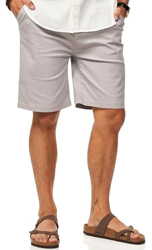 Soulstar Herren Chinoshorts Kurze Hose mit Stretch incl. Canvas-Gürtel - Bermuda Sommershorts für Männer - Elastische Shorts im Regular-Fit