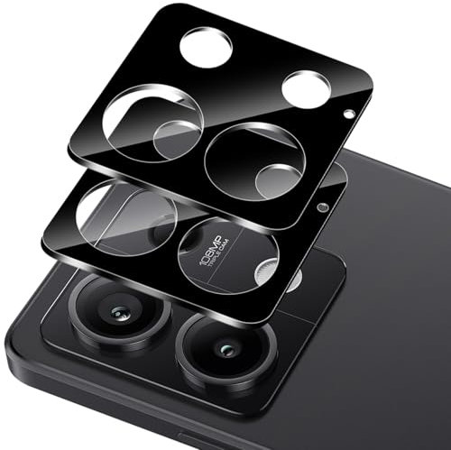 Xunzii 2 Piezas Protector de Lente Cámara para Xiaomi Redmi Note 13 5G - [Negro], Dureza 9H Anti Arañazos Cristal Templado Película de Cámara, HD Sin Burbujas Protector de Cámara Vidrio Templado