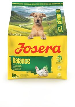 JOSERA Balance | 900 g | Trockenfutter für ältere Erwachsene Hunde | Senior | Huhn & Reis | Glutenfreies Premiumfutter phosphorarm - mit wenig Fett & Protein speziell für Senioren