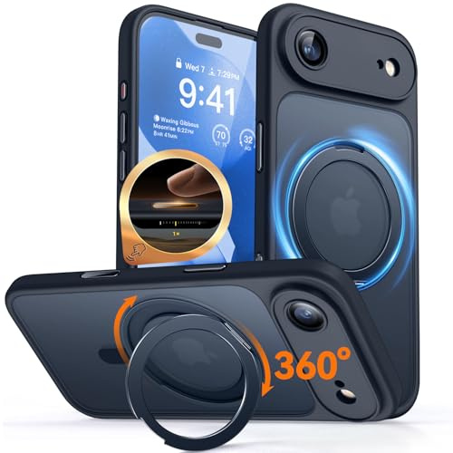 CANSHN 360° Ständer für iPhone Air Hülle, Matt Schwarz | Vollständiger Kameraschutz, kompatibel mit MagSafe, lichtdurchlässig, matt, militärischer Schutz, kratzfest, schmale Passform