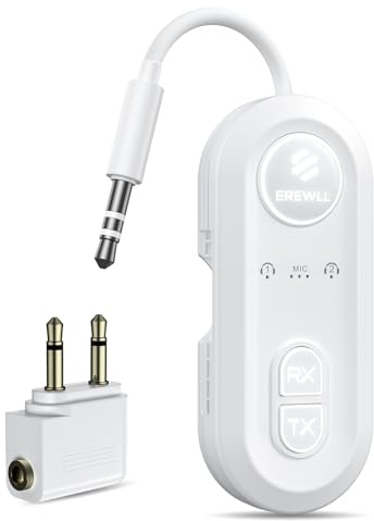 Upgraded Bluetooth 5.4 Transmitter Receiver, Flugzeug Bluetooth Adapter mit Qualcomm aptX Adaptive, Unterstützt 2 AirPods/Kopfhörer, Wireless Audio Transmitter für TV, Reisen, Auto und Fitnessstudio