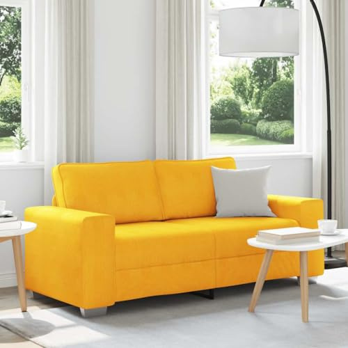 HETFTJN 2-Sitzer Sofa Hellgelb 180×77×82 cm Cord Holzarmlehnen Stahl 110 kg Wohnzimmer Schlafzimmer Büro Balkon
