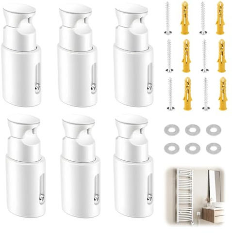 BosuLai 6 Piezas Soporte Radiador Pared Soporte Toallero Electrico | Soporte Radiador Pared Ajustable Soporte Radiador ABS Compatible con Radiadores Rectos y Curvos, Blanco
