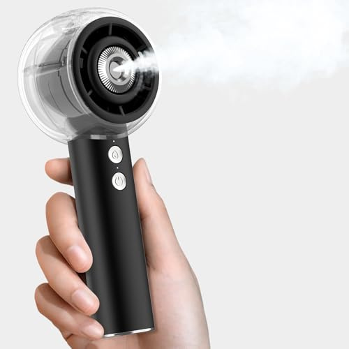 Dnenellr Ventilatore Portatile con Nebulizzatore, USB 6000mAh (Nero)