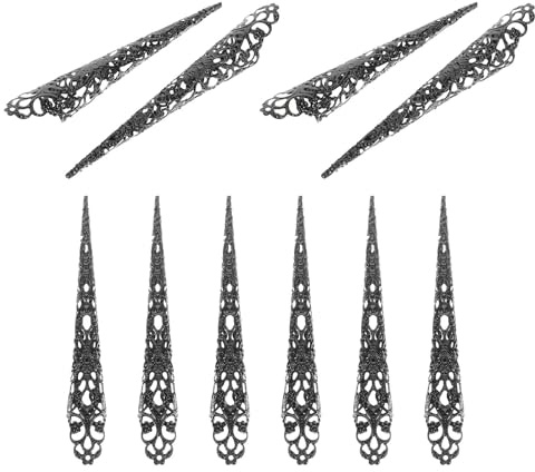 Gatuida 10Pcs Finger Nail Claw Rings Black Hollow Long Fingertip Claws for Festival Party Halloween Cosplay Costume Comfortable Fit Design