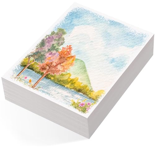 Wsicse Watercolour Paper Pad 80 Sheets, 5 x 7 in, 230 GSM, White | Cold Press Paper, Good Water Absorption, Resists Pilling, For Watercolour, Cards, Students And Artists