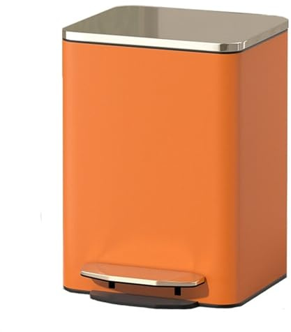 LiQENT-149 poubelle de cuisine Poubelle moderne avec couvercle, poubelle à marche en acier inoxydable couche extérieure cuir PU, pédale fermeture douce seau intérieur amovible(Orange,9L)