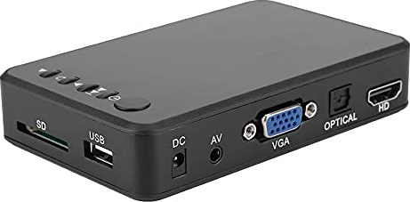 Solinder Centre de Lecteur Multimédia Mini 1080P 4K, Prise en Charge du Contrôle Direct des Télécommandes, Lecture de l'image la Bande Sonore, Disque Dur Mobile U-disks (Prise UE 100 à 240V)
