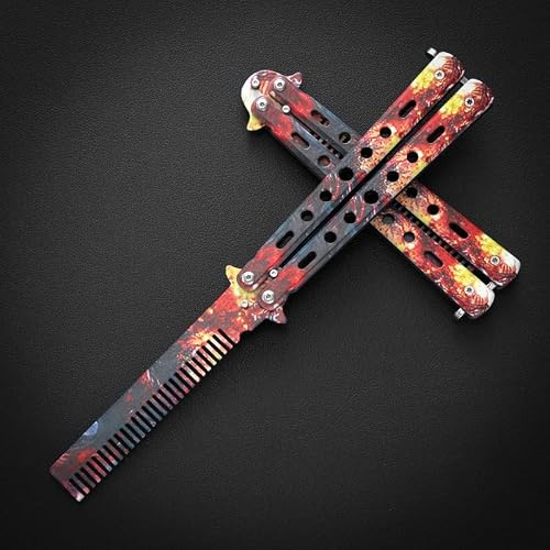 Starry Sky Purple Balisong Butterfly Comb Trainer, Folding Safe Non-Blade Practice Comb, Portable Hair Styling Tool for Beginners Training, Daily Grooming, Salon, Home & Travel (2)