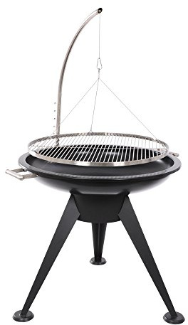Deluxe BBQ 80 cm Schwenkgrill Grillrost Edelstahl Dreibein Grillrost Feuerschale Design Grill Smoker