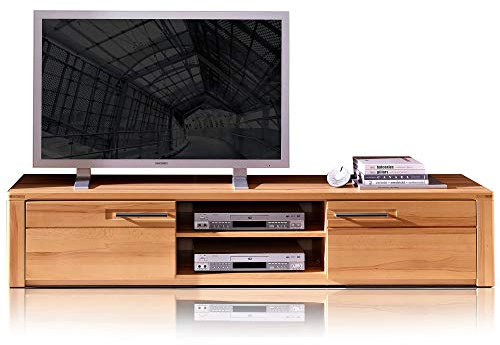 moebel-eins Nestor Plus TV-Unterteil 2 Schubkästen+2 Fächer, Material Teilmassiv, Kernbuche lackiert
