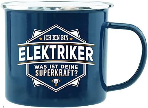 History & Heraldry Echter Kerl - Emaille Becher Elektriker - individuelle und personalisierte Tasse mit Name und Spruch