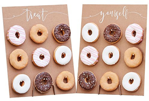 2 Donut-Wände / Donut-Aufsteller Treat Yourself aus Holz im Vintage Stil Zum Aufstellen für 2x9 Donuts - Back-Zubehör / Präsentation Gebäck / Backen / Kuchen-Buffet / Hochzeits-Deko