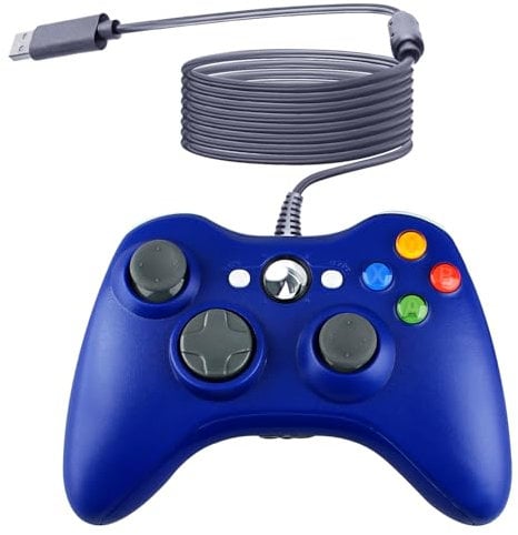 OSTENT Controller USB Cablato Gamepad Joystick per Console Microsoft Xbox 360 Computer Portatile PC Windows Videogioco Colore Blu