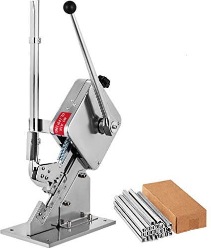 Happybuy Hochwertige manuelle u-förmige Wurst-Klipper-Schneidemaschine mit einer Schachtel Clips (5000 Stk.), robuste Brot Schneidemaschine aus A304-Feinstahl, klappbarer Allesschneider, 37x19x57 cm