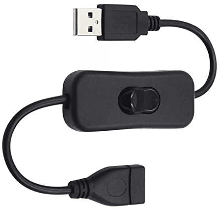 CABLEPELADO Cable USB Con Interruptor de Encendido/Apagado para Tiras LED, Lámpara, Ventilador - Extensor USB 30 cm, Negro, ON/OFF