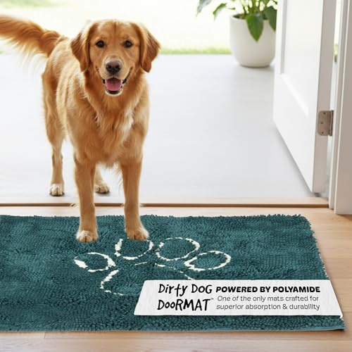Dog Gone Smart Dirty Dog Mikrofaser-Fußmatte, super saugfähig, maschinenwaschbar, mit Rutschfester Unterseite, groß, Petrol