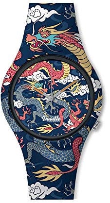 Doodle Watch Herrenuhr Street Fighter Mood Tattoouhr Dragon Drachen Blau DO42002