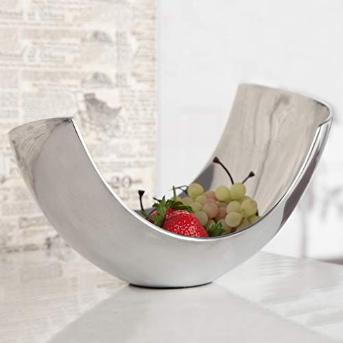 cagü: Außergewöhnliche Design Obstschale CLEO Silber poliertes Aluminium 25cm