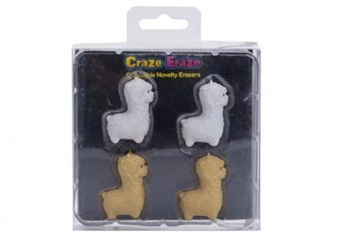 PM 383078 Lama-Radiergummi-Set in Geschenkbox, 4 Stück pro Packung, mehrfarbig