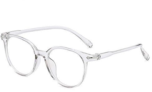 Luo-401XX Uni Runde Brillenfassung Transparent Brillenschutz Klare Linse Brillen Rahmen Transparent Grau, Transparent Grau, One size
