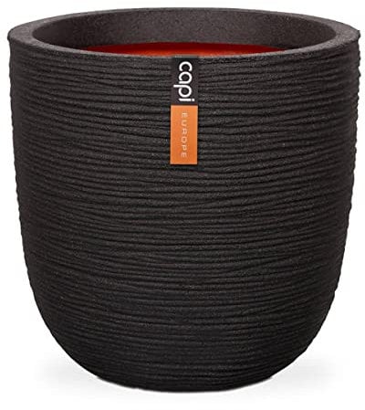 Capi – Rib Behälter aus hochwertigem Kunststoff innen und außen. Eggpot 35 x 34 cm schwarz – Maße: H 34 cm – Farbe: Schwarz