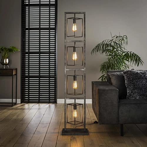 famlights Saskia Industrie Stehlampe Wohnzimmer Vintage aus Metall Wohnzimmerlampe/Stehleuchte Wohnzimmer Landhaus Industrial retro Schlafzimmer Standleuchte/Stehlampe Metall stehlampe E27