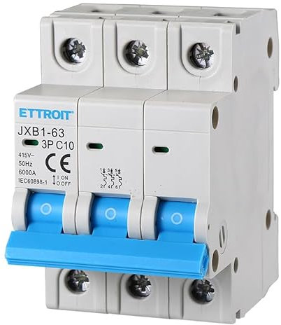 Interruttore Magnetotermico Automatico, 3P 220V e 380V 6kA, Per Mono Fase e Trifase, MCB 3P C10 10A
