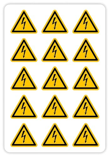 15x Aufkleber Warnhinweis „Warnung vor elektrischer Spannung“ Folie selbstklebend nach ISO 7010 W012 | SL 2 cm Made in Germany