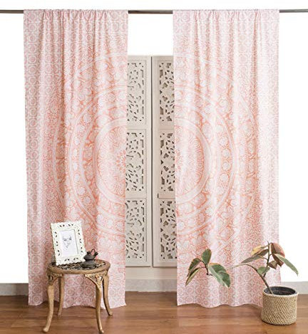 Popular Handicrafts Indischer Hippie, Bohemian, Elefant, Mandala Vorhangpaneele, Rosegold