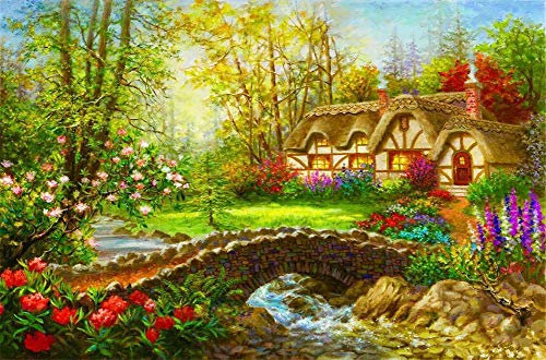 New 5D Diamond Painting Kits for Adults Kids, Awesocrafts Summer Forest House Full Drill DIY Diamond Art Crystal Rhinestone Paint by Diamonds Cross Stitch (Forest)