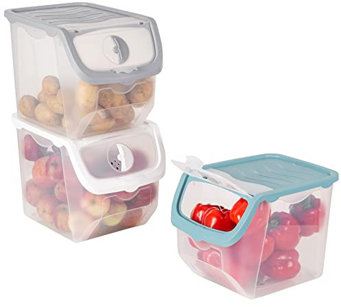 ORION GROUP Vegetable Storage Container, Storage Potatoes, Fruit, Onions, Potatoes, Potato Pot, Onion Pot, Kitchen Organiser, Storage Boxes, 12 L (Set of 3)