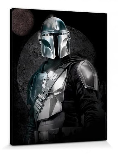 1art1 Star Wars Poster The Mandalorian Din Djarin Circles Bilder Leinwand-Bild Auf Keilrahmen | XXL-Wandbild Poster Kunstdruck Als Leinwandbild 50x40 cm