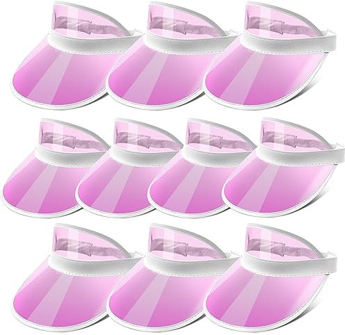 Ultrafun Unisex Candy Color Sun Visors Hats Plastic Clear UV Protection Cap for Sports Outdoor Activities - Pink - One Size