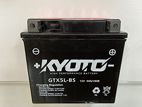 Batteria moto Kyoto GTX5L-BS (YTX5L-BS) compatibile con Yamaha 100 BW’S 1999 - Pronta all'uso 12V 4Ah 114 x 71 x 106 mm