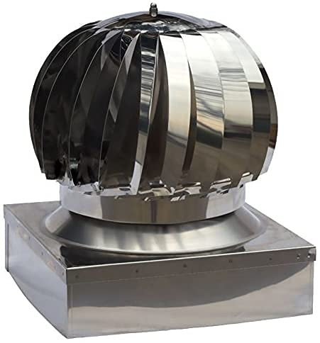 Fumaiolo Comignolo Canna Fumaria Camino Cappello Testa Girevole Base Quadrata In Acciaio Inox attacco maschio (CM 25 X 25)
