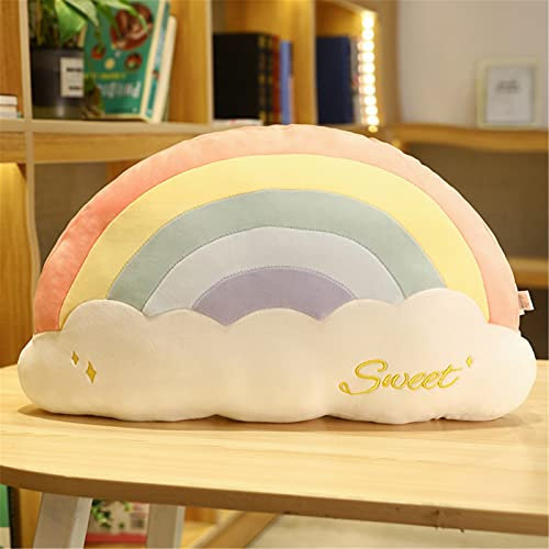 EXQULEG Star Herz Form Kissen, Wolken Kuschelkissen Schmusekissen Dekokissen, Kissenhülle Kopfkissen Kuscheltierkissen für Wohnzimmer Schlafzimmer Sofa Bett (Regenbogen-Rosa)