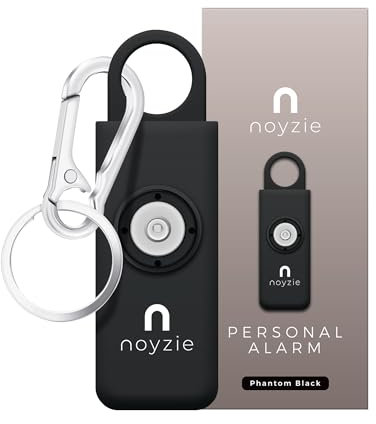 Personal Alarm NOYZIE Personal Safety Alarm with LOUD 125db Siren and 200-Lumen Strobing LED Light - Self Defence Rope Alarm Keyring Keychain for Women, Men, Elderly & Dog Walkers