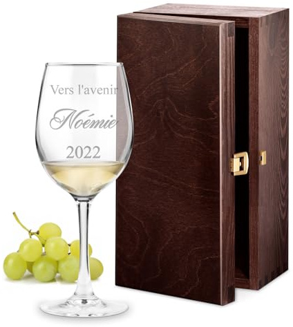 Maverton Verre à Vin en Cristal 350ml | Verre Personnalisé avec Gravure Laser, Cadeau Personnalisé, Cadeau Femme Anniversaire, pour elle, amie, copine, Avenir