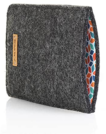 smukbird - Handytasche für iPhone 12 mit Case | aus echtem Filz + Baumwolle | anthrazit | Design: Colorful