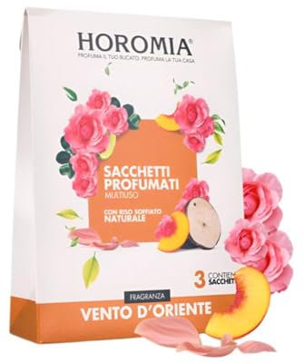 HOROMIA Duftsäckchen für Schrank Kleidung und Schubladen – Intensiver und langanhaltender Duft für bis zu 12 Wochen – 3 Beutel Vento D'Oriente