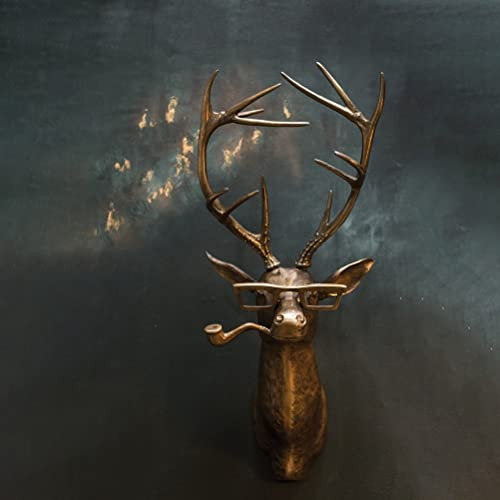 ZQLALA Künstlicher Hirschkopf, Kunstharz, Tierdekoration, Wandhalterung, hängende Dr-Kunst, Boho-Skulptur, Hirsch, Tierkopf, Wandbehang, Dekoration, Gold, 40 x 26 cm