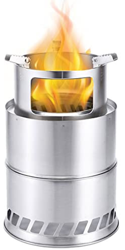 PYapron Holzofen Camping Tragbar, Holzvergaser Outdoor, Campingholzofen Tragbare Falten Leichter Edelstahl Holzofen Backpacking Herd für Outdoor Survival Kochen Picknick Jagd