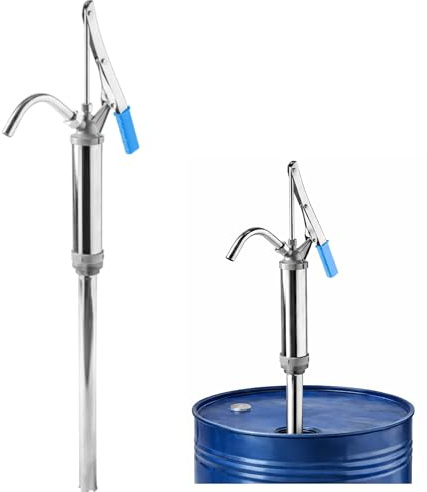 HÖGERT TECHNIK Handpumpe für Fass – 400 ml Hubvolumen – teleskopisch 45–90 cm – bis 18 l/min – für Öl, Schmierstoffe, Benzin – für 50–200L Fässer