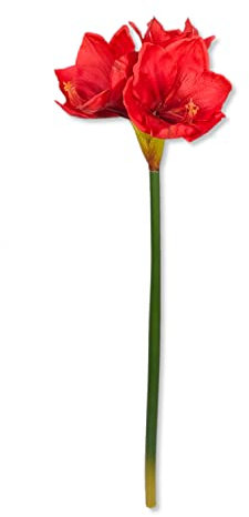 DARO DEKO Kunst-Pflanze Amaryllis XXL rote Blüten 75cm Kunstblume künstliche Blume